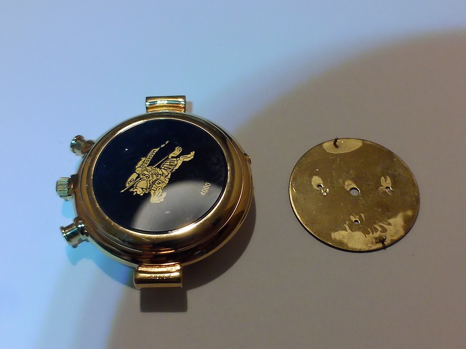 NOS Genuine BURBERRY WATCH CASE + DIAL , MODEL 4000, GOLD PLATED