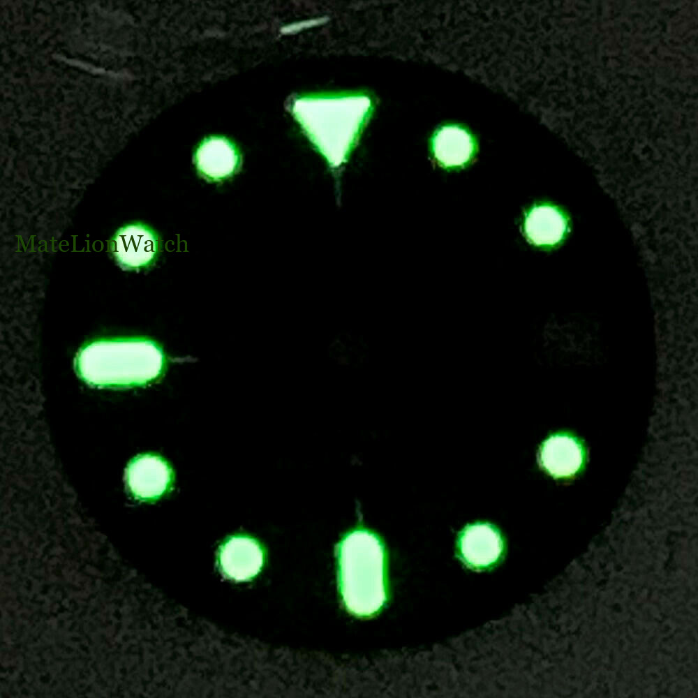 28.5mm Watch Dial+Hands Dual Calendar For NH36/NH36A Green Lume 3.8 &3 o’clock