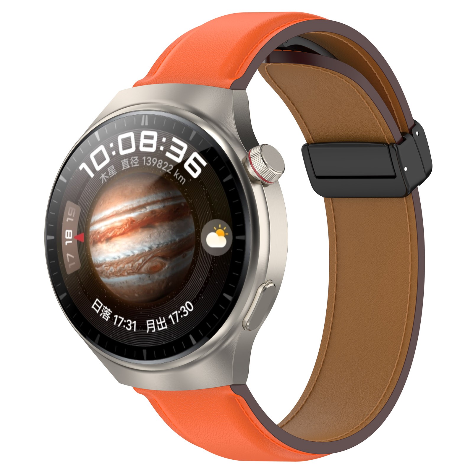 Leather Watch Strap with Folding Buckle for Huawei/Samsung Galaxy/Amazfit Series