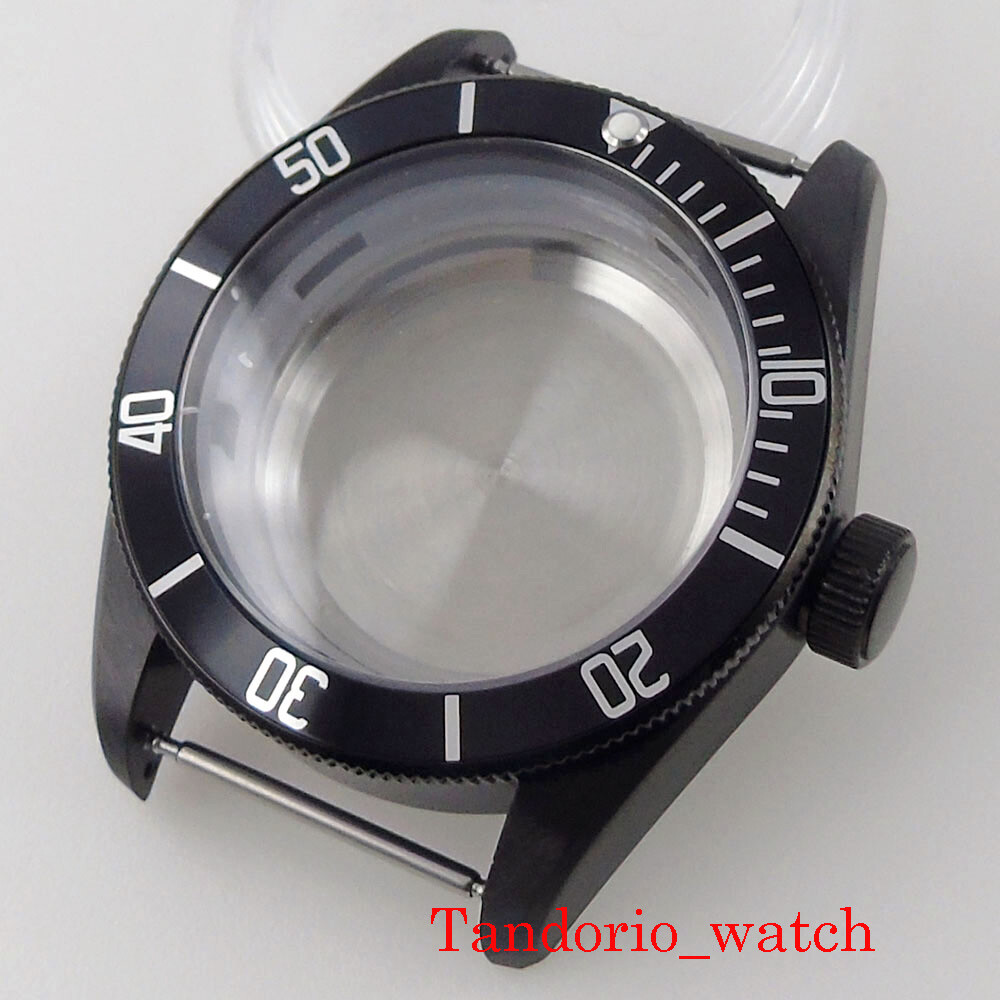 41mm Watch Case Black Pvd Bronze Coated Sapphire Glass For MIYOTA ETA 2836 50m