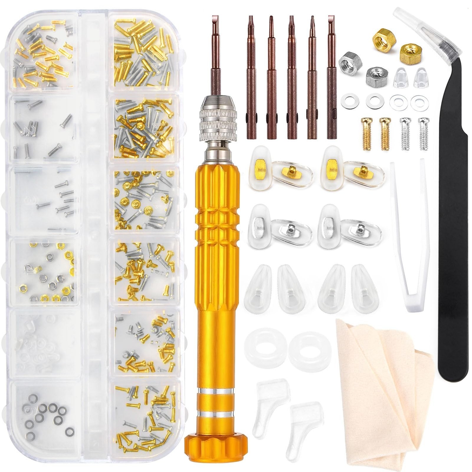 ofone Eye Glass Repair Kit, Eyeglass Repair Kit with Gold & Silver Screws, Gl…