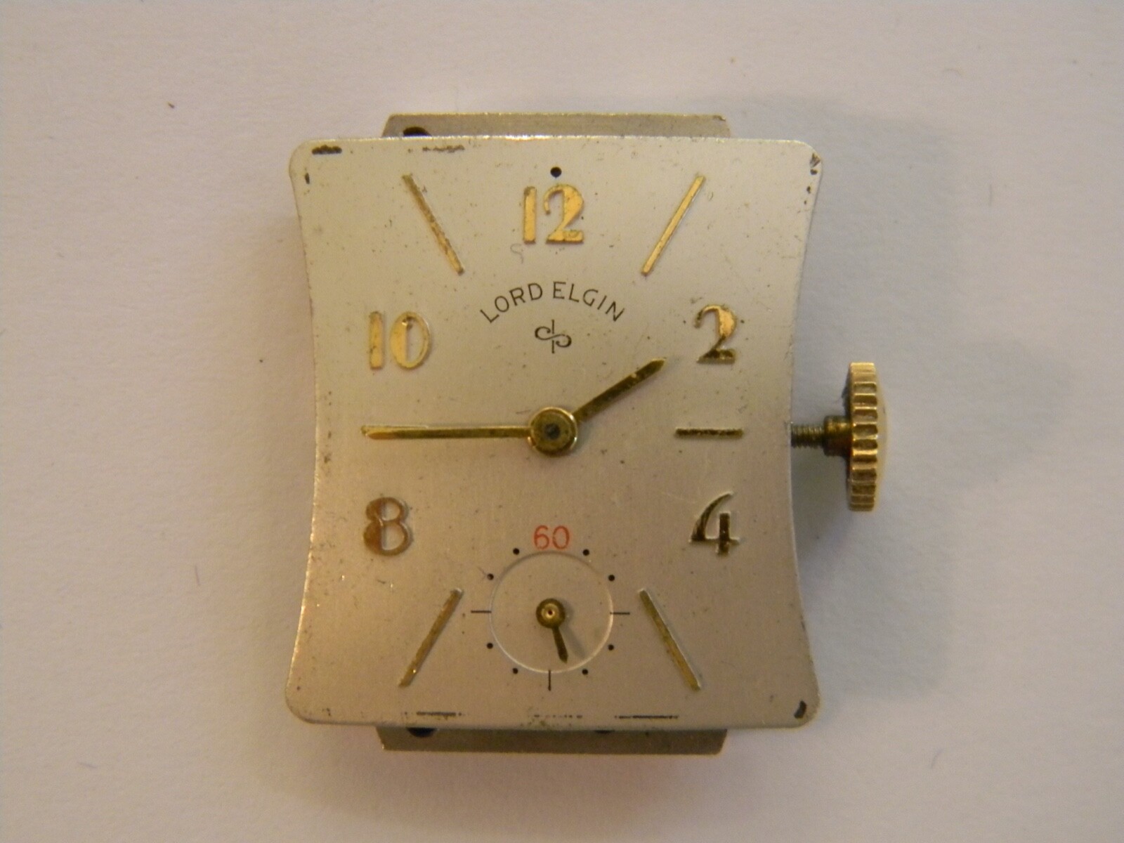 VINTAGE 1951 ELGIN 626 21J 4AP MENS WATCH MOVEMENT – GREAT BOWTIE DIAL – REPAIR