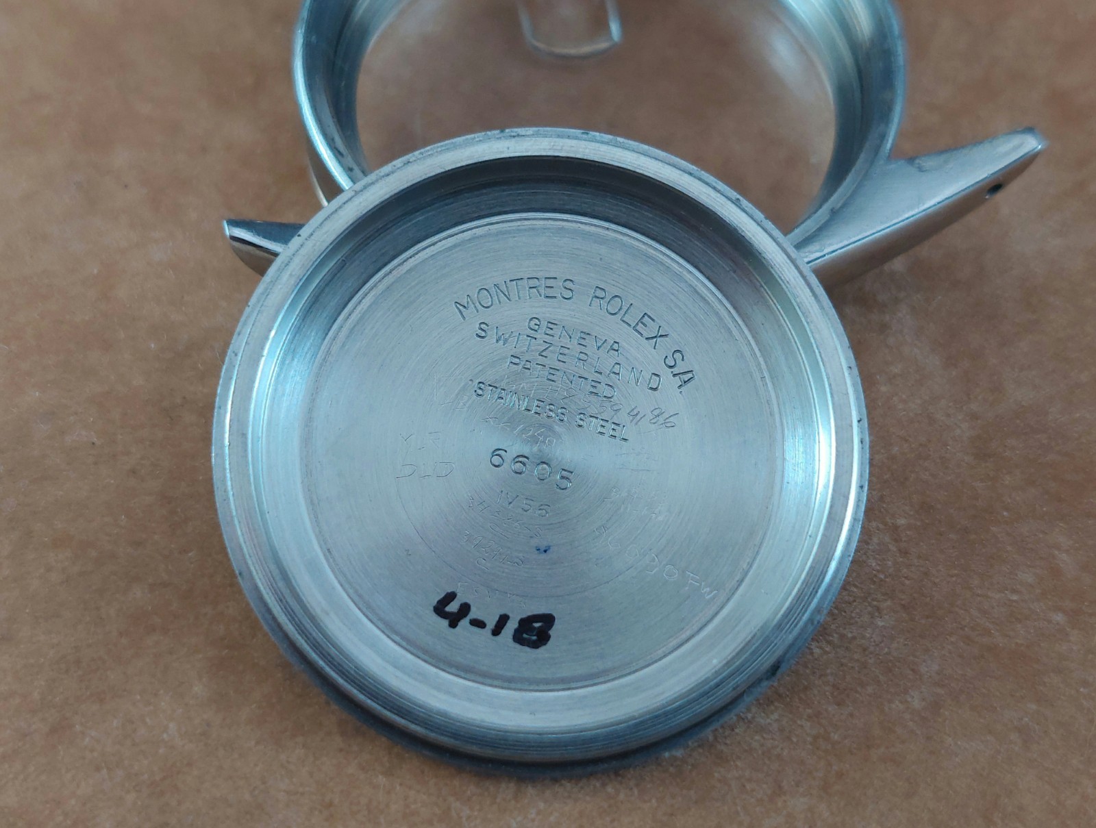 Original ROLEX Oyster Perpetual Datejust Steel CASE Reference 6605. Ca 1956
