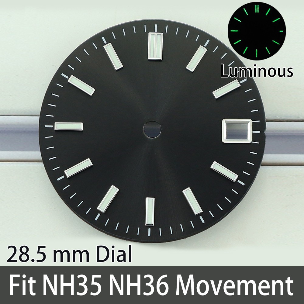 28.5mm Date Watch Dials Matte 3C Luminous Modify SKX013 For Seiko NH35 Movement