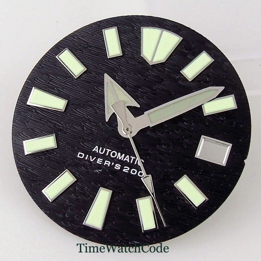 29mm Watch Dial Face Fit for NH35 NH36 Movement 3H 3.8H 4.1H Crown Green Lume