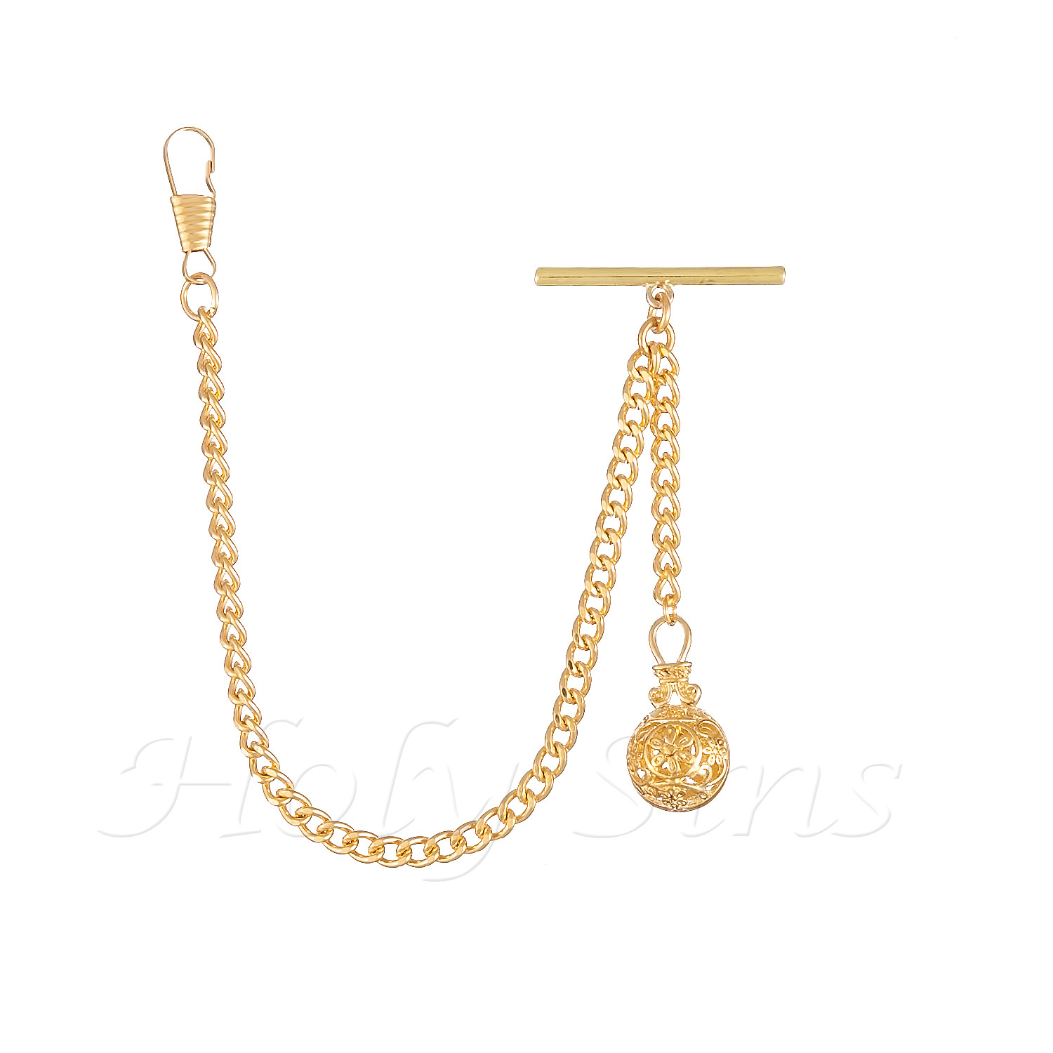 Brand New Gold Colour Single Albert Pocket Watch Fob Chain With Pendant