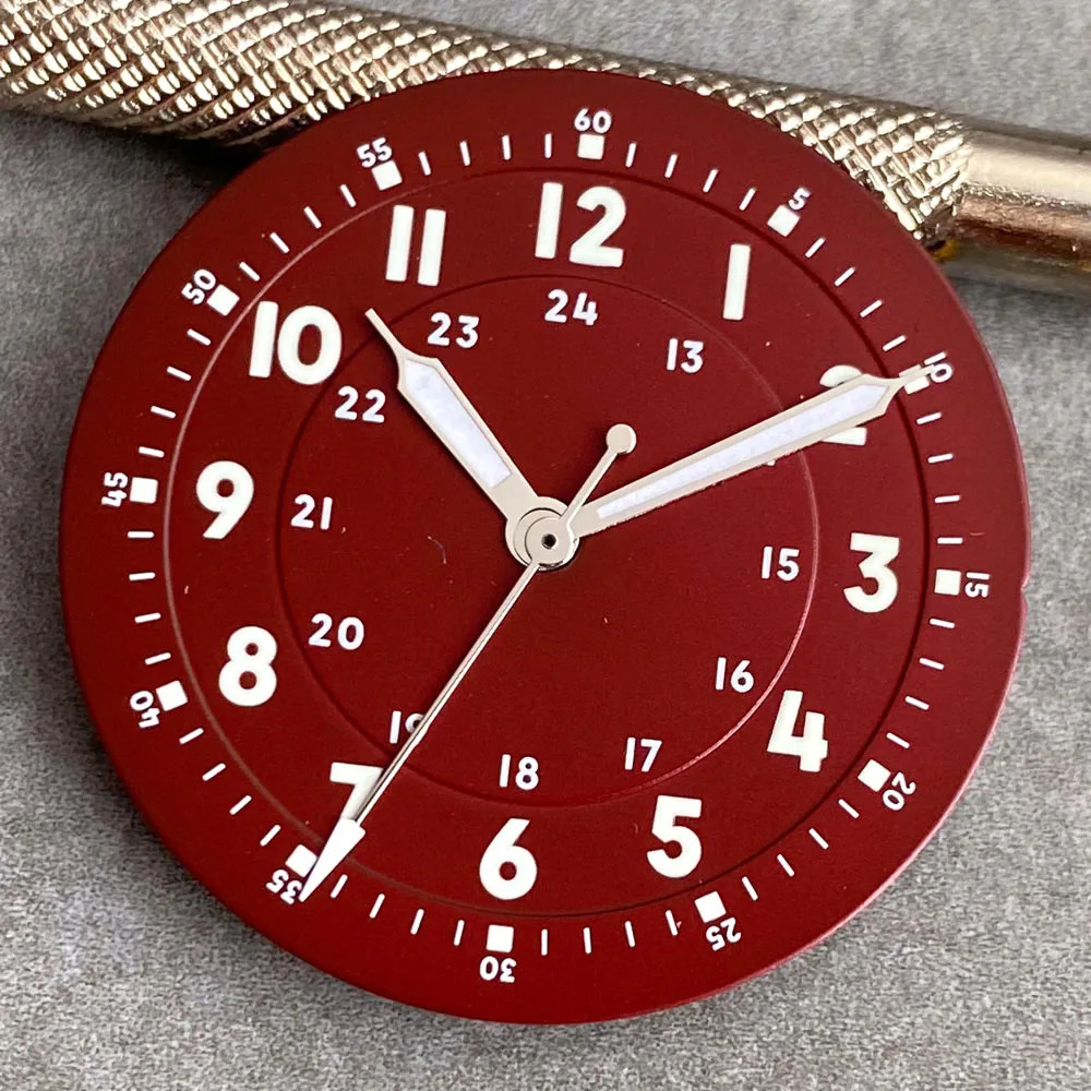 29mm Pilot Numbers Watch Dial Green Lume for Nh35 Nh36 ETA2824 PT5000 Movement