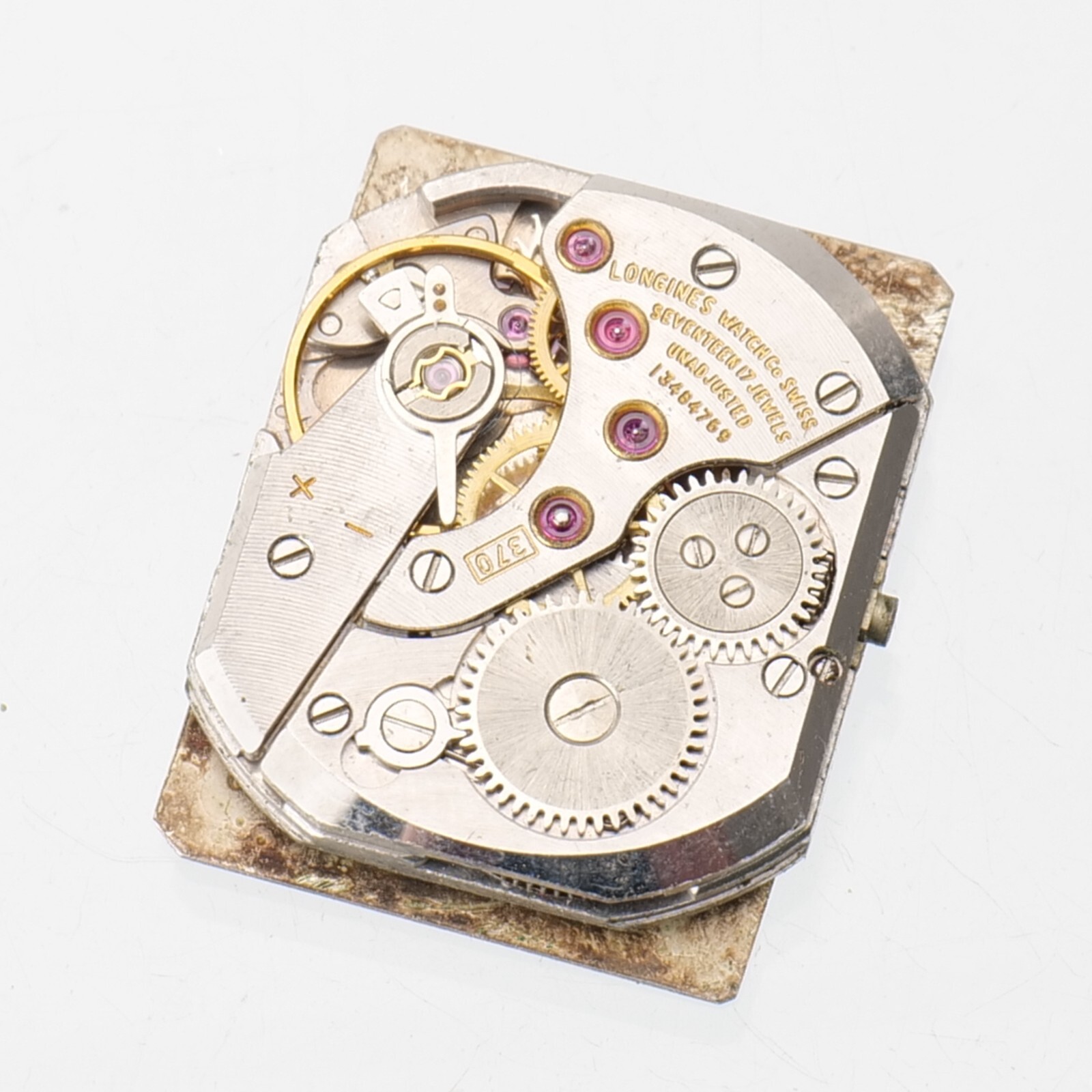Vintage Longines Caliber 370 17-Jewel Wristwatch Movement Good Balance Parts