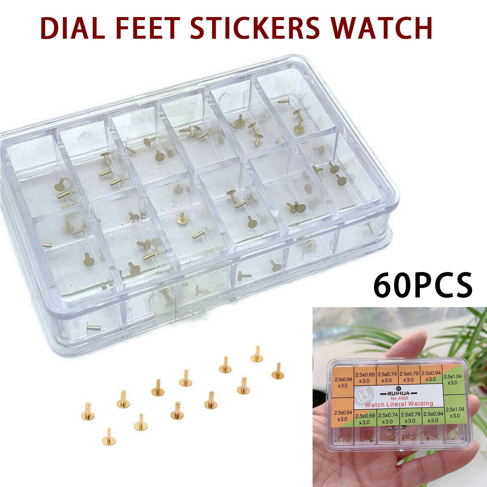 60pcs Dial Feet Stickers Watch Movement Repairment Spare Parts Watchmaker Tool