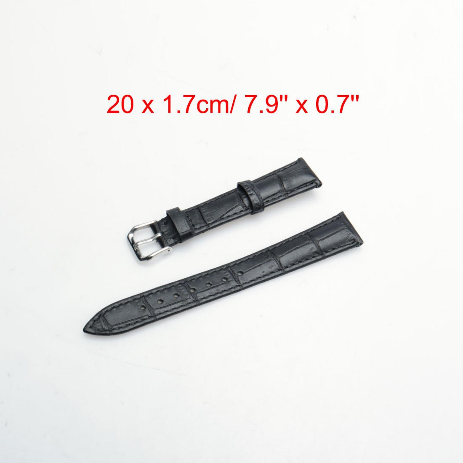 Women Men Black 17mm Faux Leather Wheat Alligator Band Strap