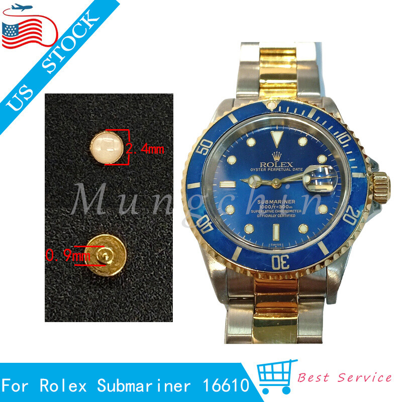 For Rolex Submariner 16610 16800 16808 Gold Pearl Dot Pip Bezel Insert Green LUM