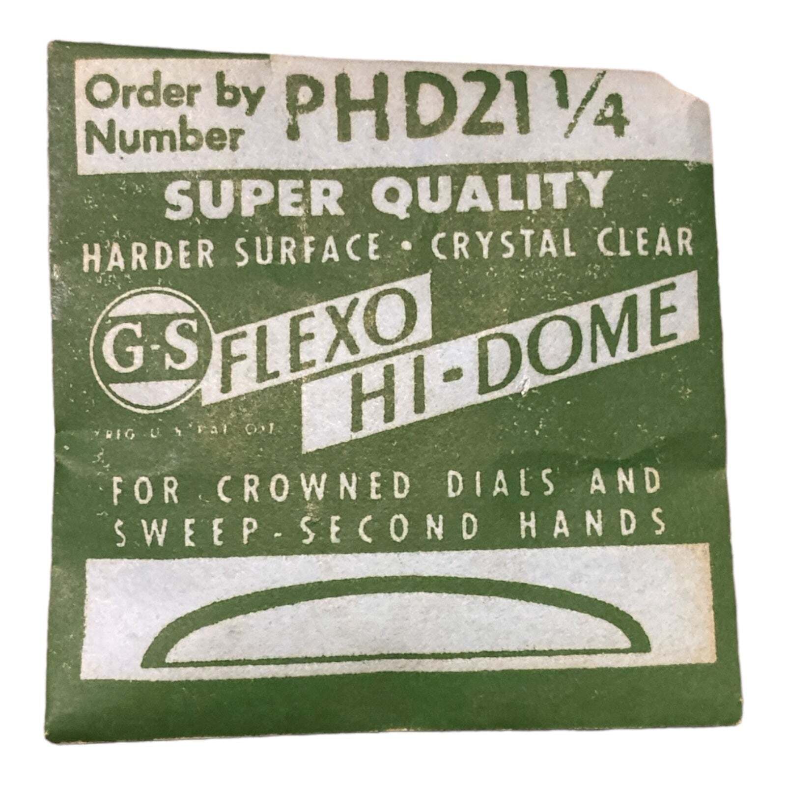 Germanow-Simon Mach (GS) PHD21 1/4 Watch Crystal NOS Part Flexo Hi-Dome