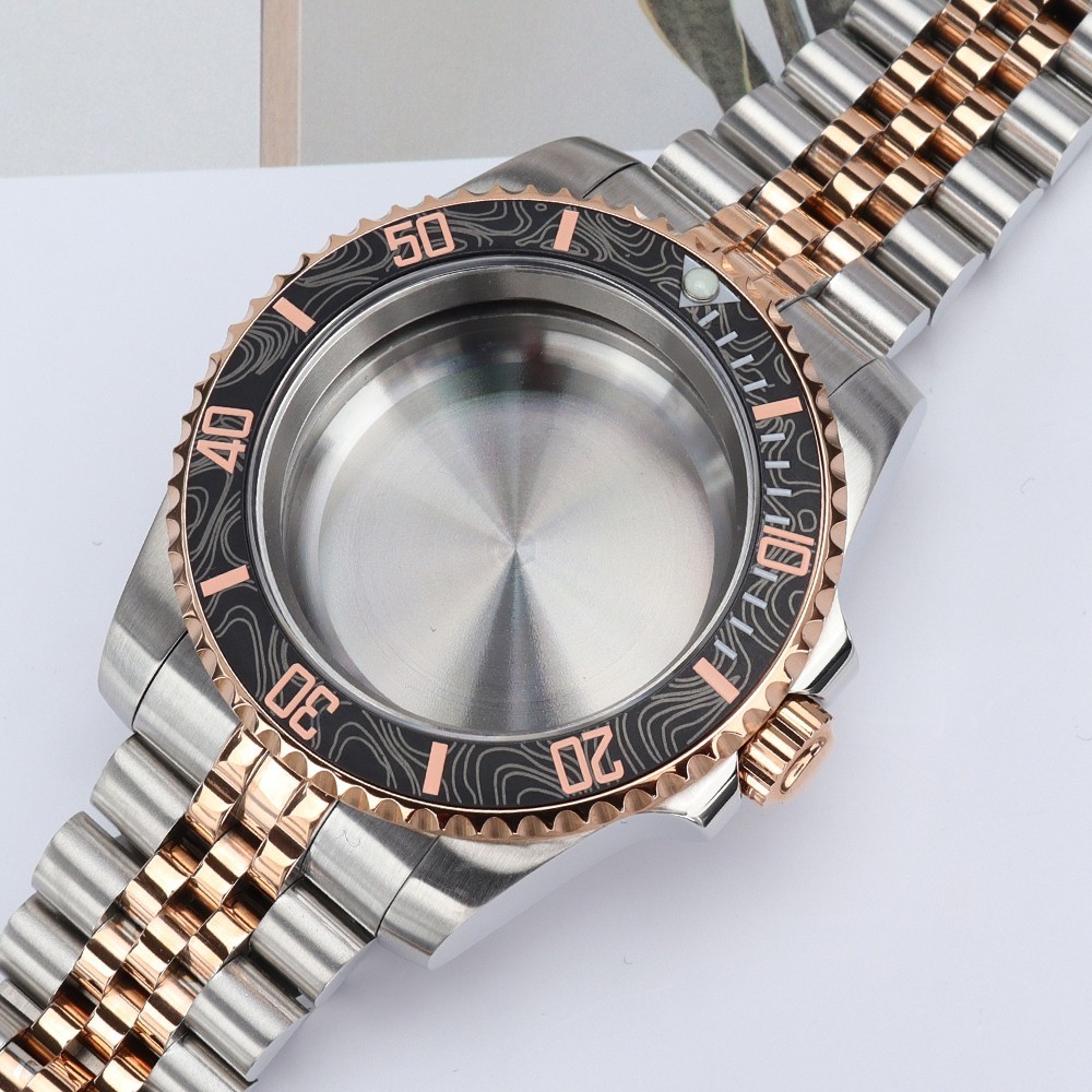 Vintage Oyster Watch Cases Bracelet 40mm SUB Luminous Bezel For Seiko NH35 NH38