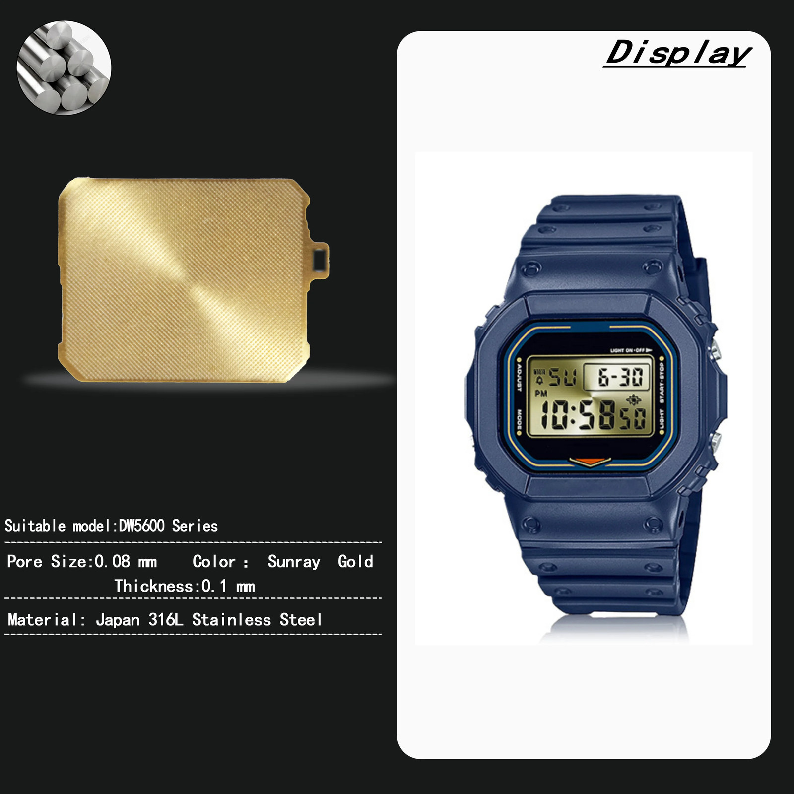 For Casio AE1200 F91 Display screen Metal Mesh Japan Copper Sunray Texture