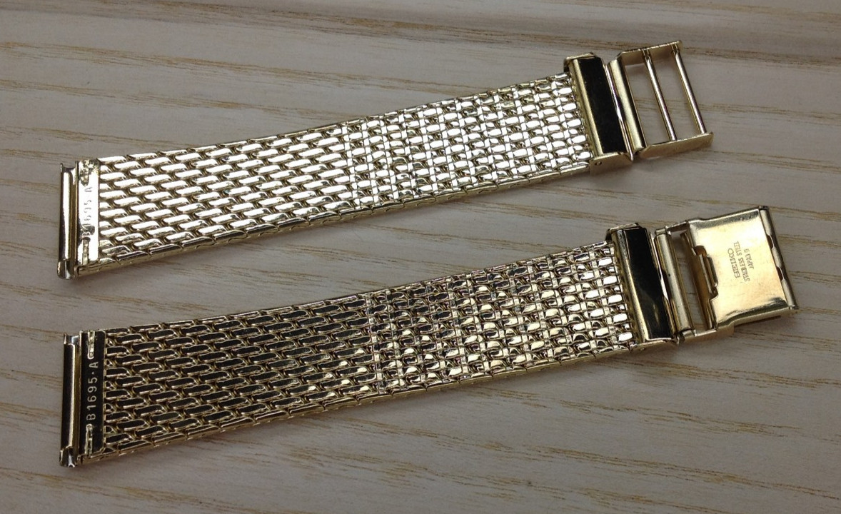 Seiko Gold Plated Stainless Steel Watch Band / Strap – 19mm – Genuine – B1695A