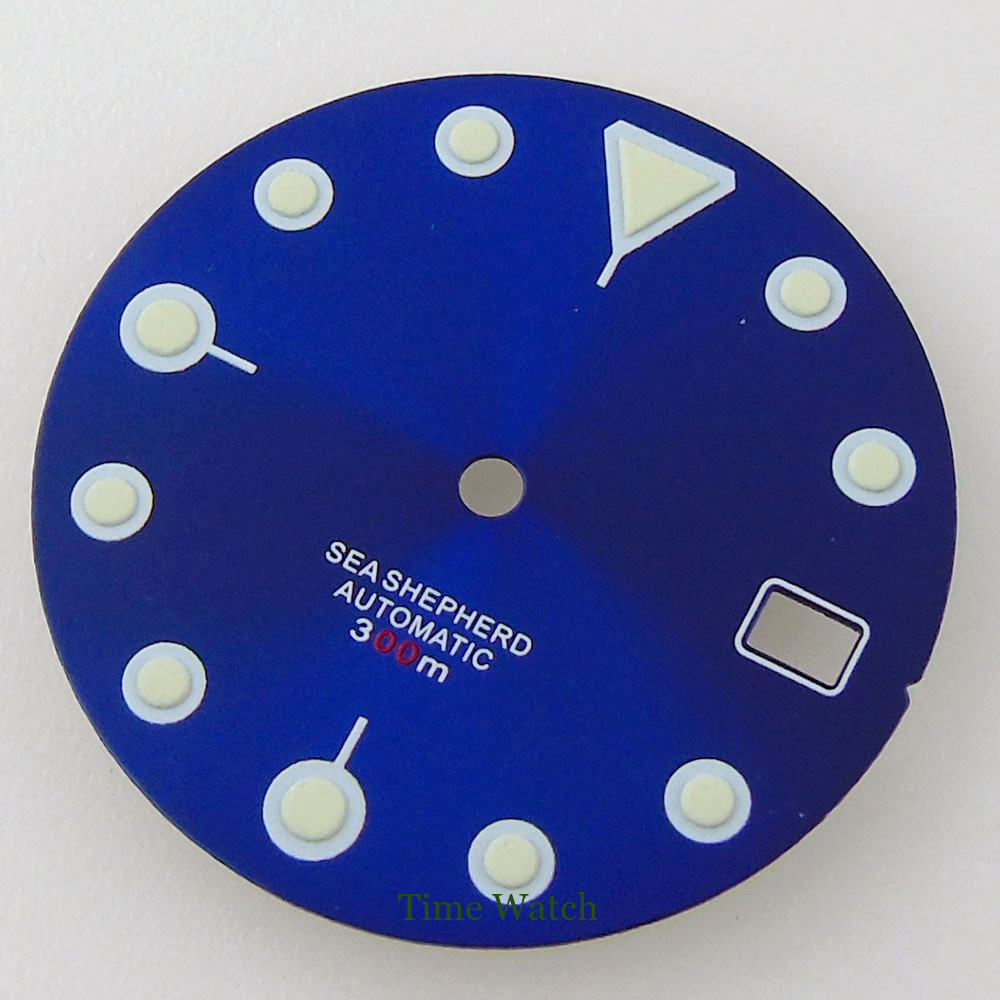 28.5mm Luminous Watch Dial Fit NH35/NH35A Movement Date Window For 3H/4H Crown