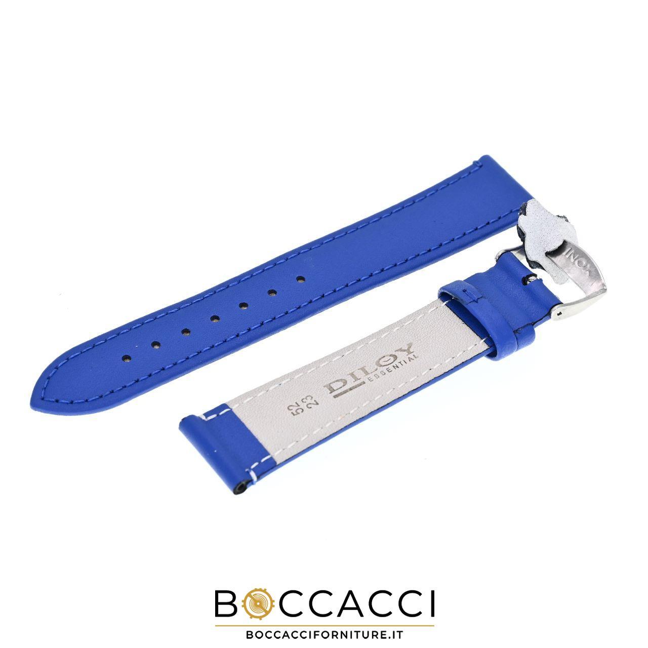 DILOY 18mm Blue Smooth Unpadded Leather Strap (NEW)