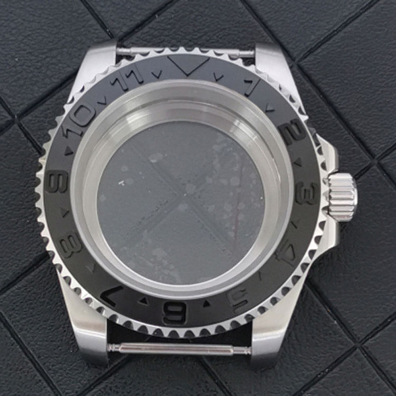 Stainless Steel Watch Case Flat Sapphire Glass Case Shell For NH34 GMT Movement