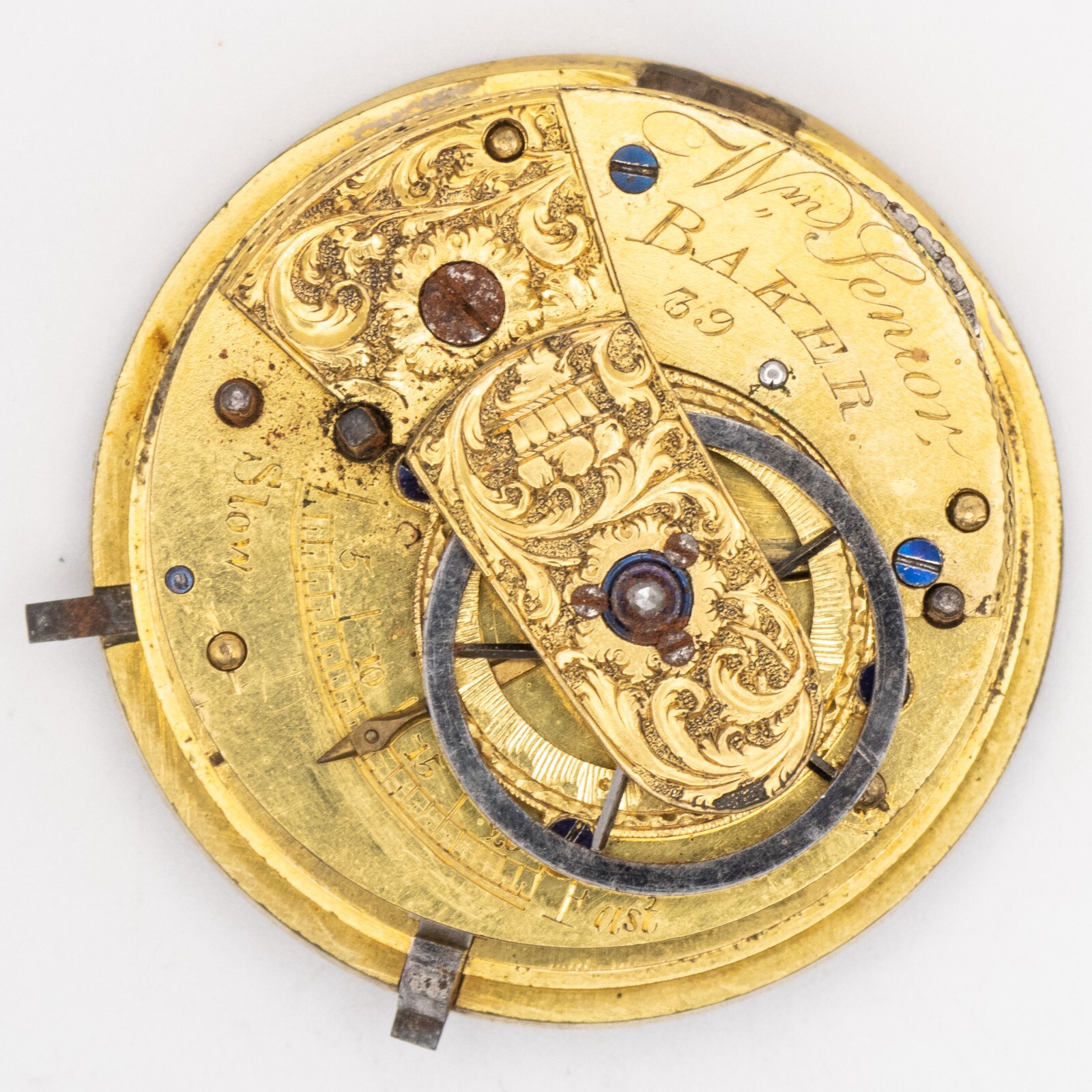 Wm. Baker Senior 45 x 16.7 mm Key Wind / Set Fusee Antique Pocket Watch Movement