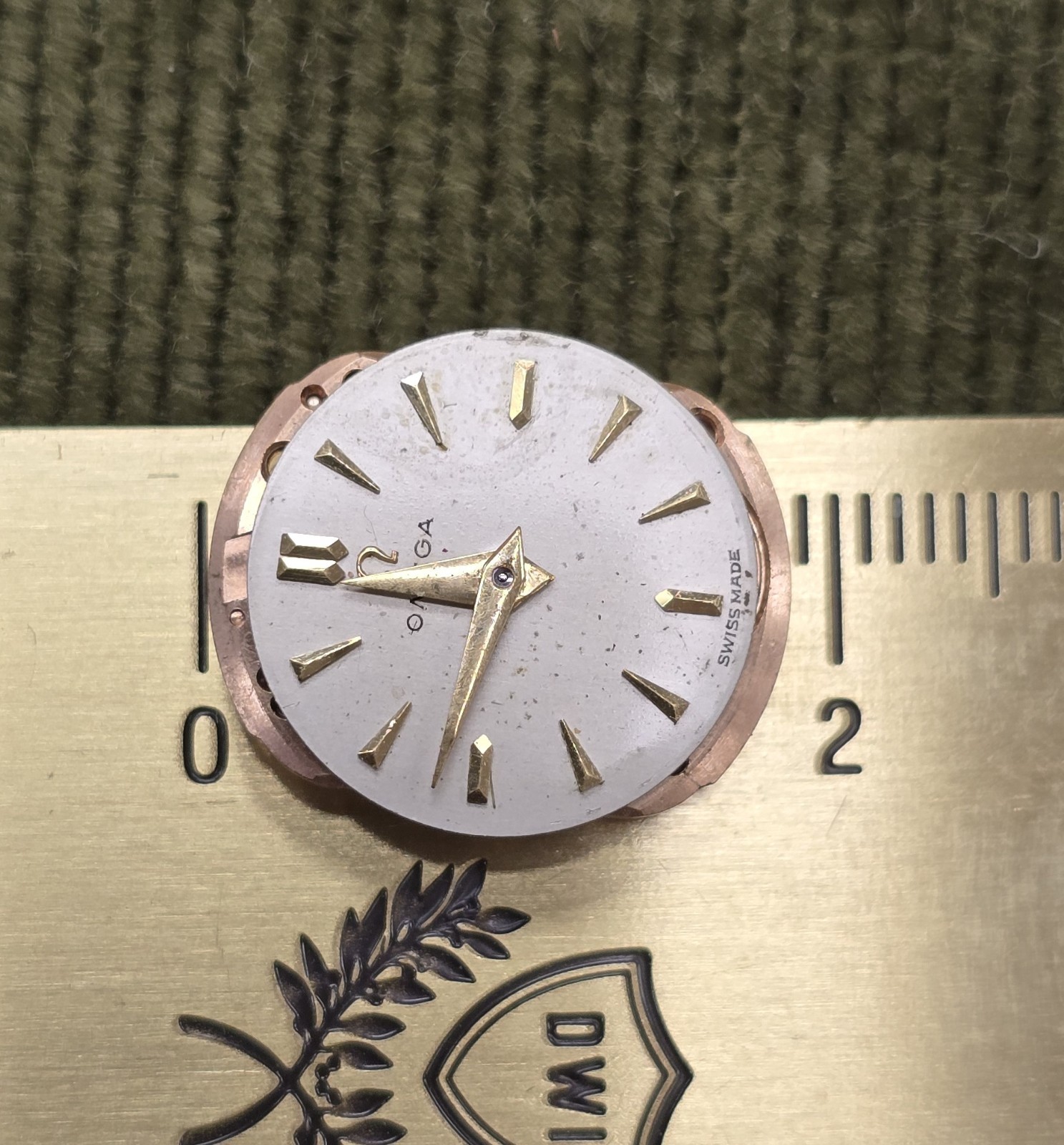 Vintage Omega Cal. 244 Watch Movement 17 Jewels 19mm Dial Hands For Parts Repair