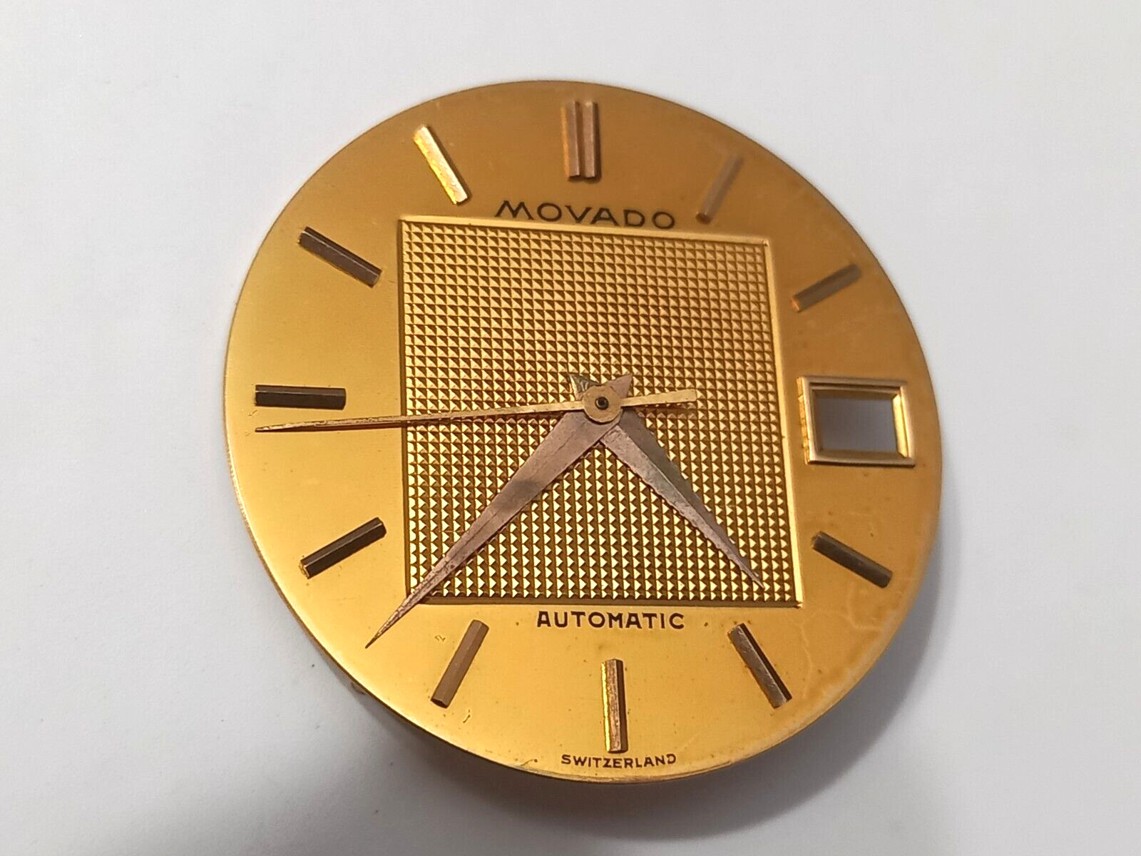 18K Movado Mirror Dial & Hands For Bumper Mvt Cal 222 / 224 / 224A Size: 26.8 mm