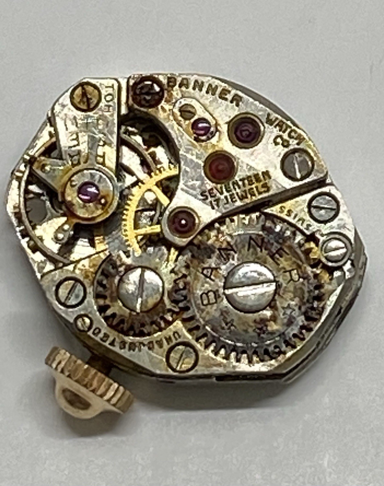 Vintage BANNER WATCH CO. 17 Jewels SWISS Wind Up For Parts Or Repair