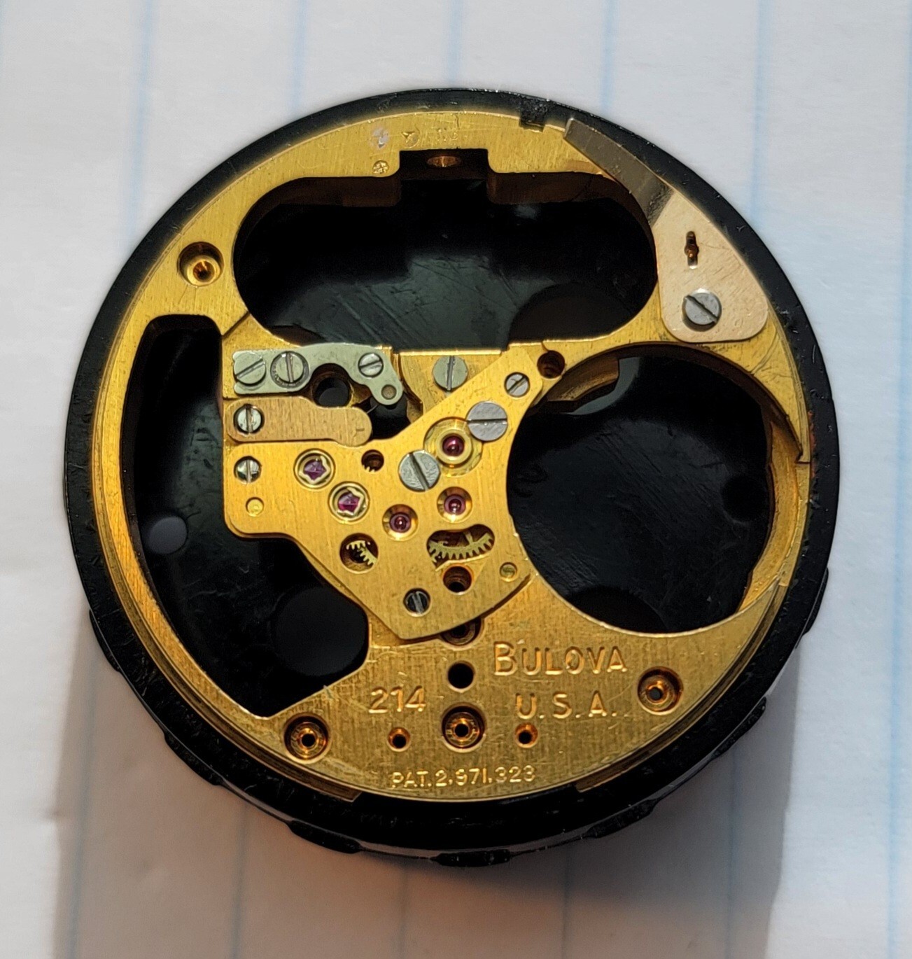 Vintage Bulova Accutron 214 Part 709 Movement Pillar Plate USA N3 1973