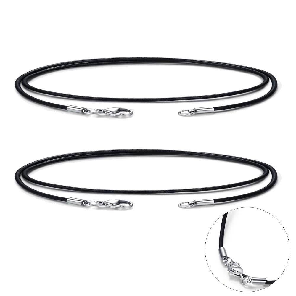 1/1.5/2/3mm Genuine Black Leather Necklace Cord for Diy Stainless Steel Neck Bra