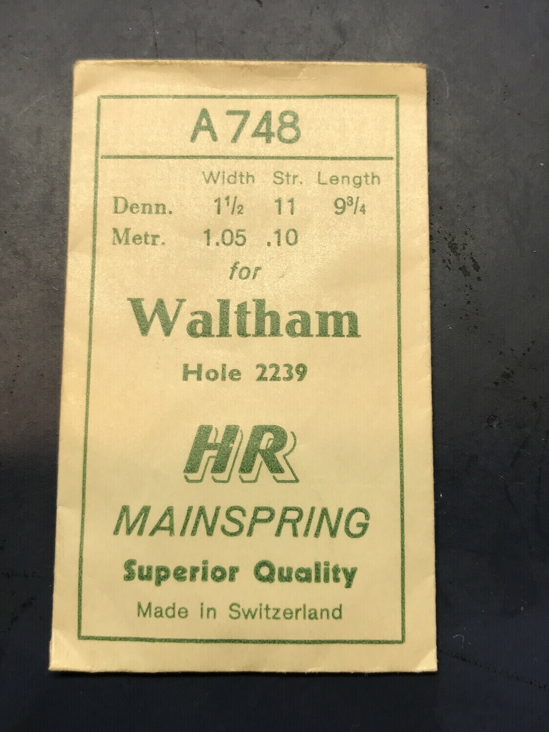 HR Mainspring A748 for Waltham 6½ ligne movements Factory No. 2239 – Steel