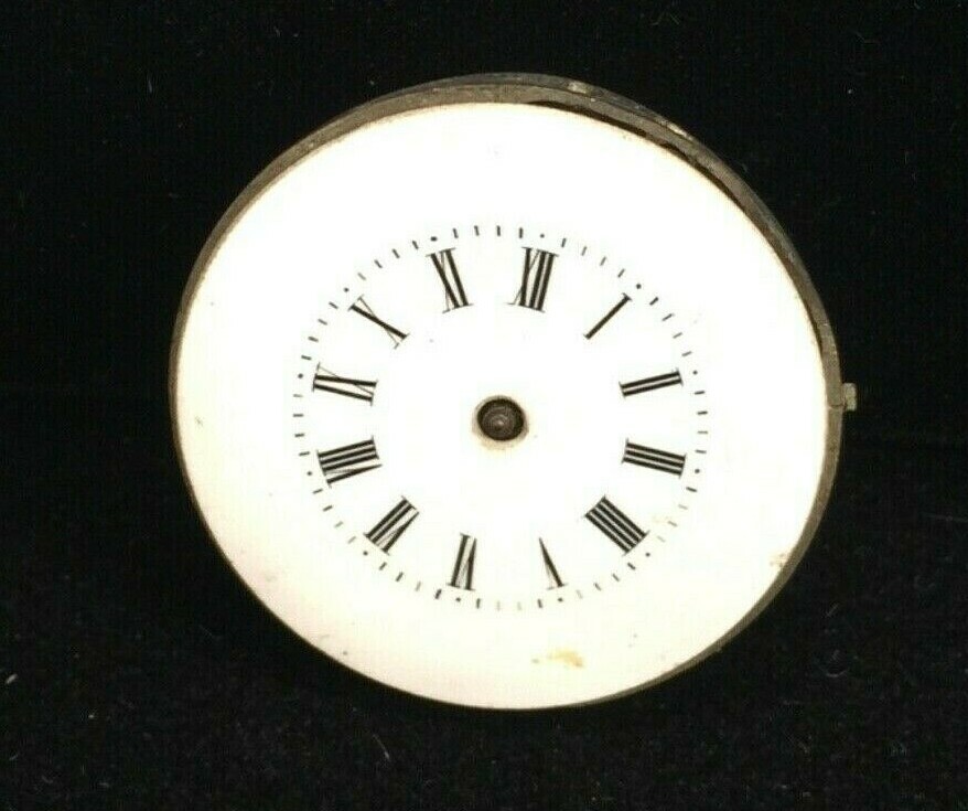 Vintage Watch Movement Porcelain Roman Dial Balance Oscillates Repair Size 3/0