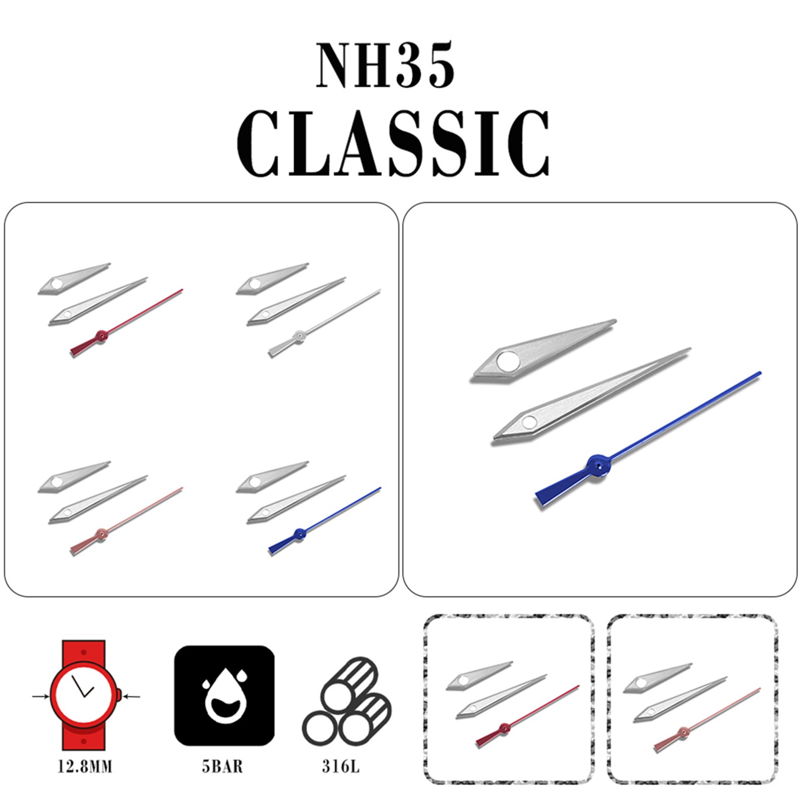 Modified Watch Hands 3 Pins Hands for NH35/NH36/4R/7S Movement Accessories