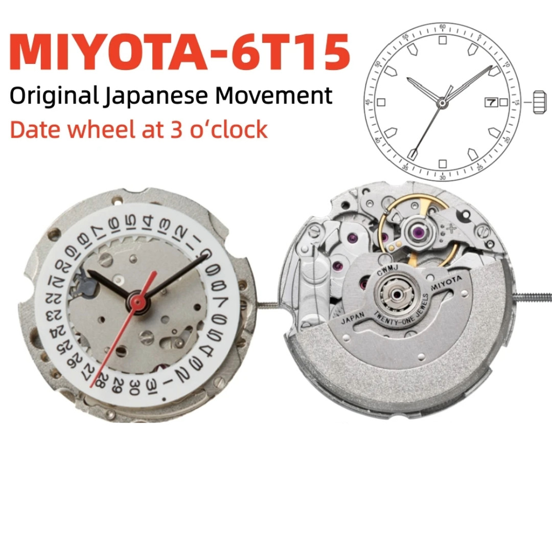 Genuine Miyota 6T15 Automatic Movement 21 Jewels Small Size Japan Watch Repair