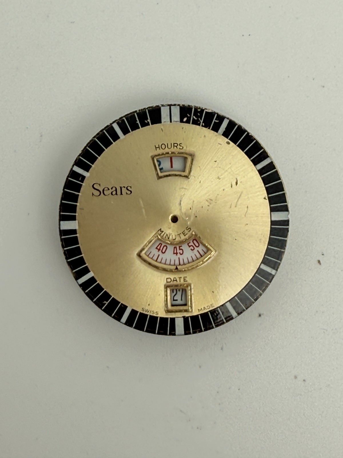 Vintage Sears Jump Hour EB 8800 Swiss Movement & Dial For Parts or Repair