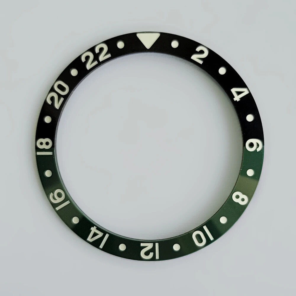 37.5mm Beveled Ceramic Bezel Insert GMT Green Lume for RLX GMT Mechanical Watch