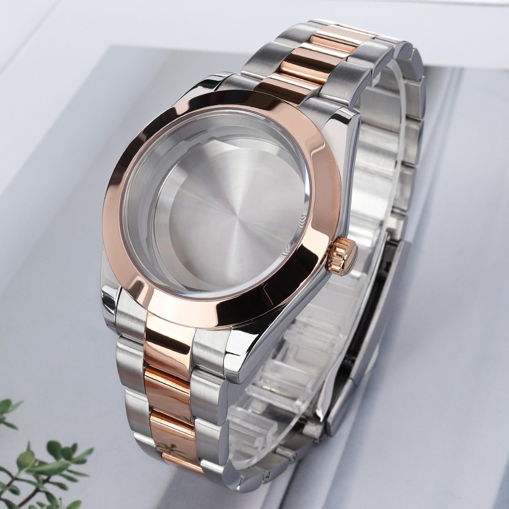 36mm/39mm Oyster Watch Case Silver Rose Gold Bevel Edge For SII NH35 Miyota 8215