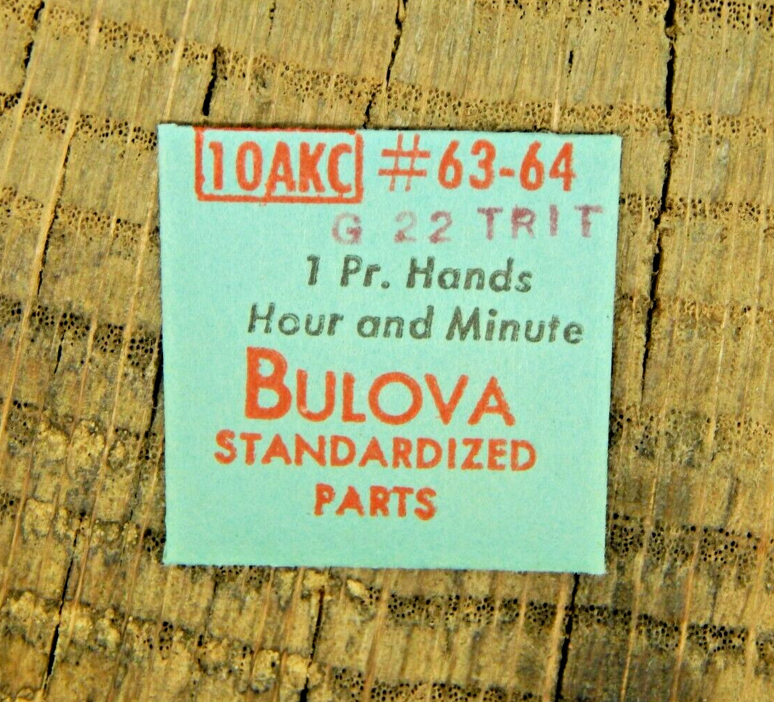 Genuine Bulova 10AKC G 22 TRIT Set of Hands Watch Part 63/64 NEW OLD STOCK