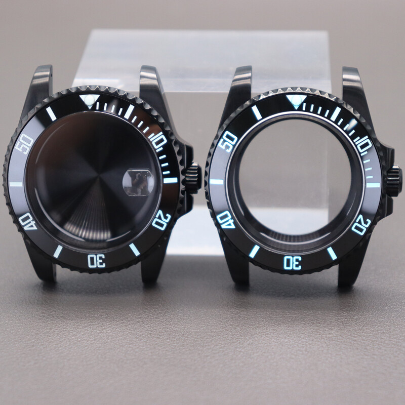 40mm Black Diver Watch Case+3C Luminous Ceramic Bezel For Seiko Nh35/36 Movement