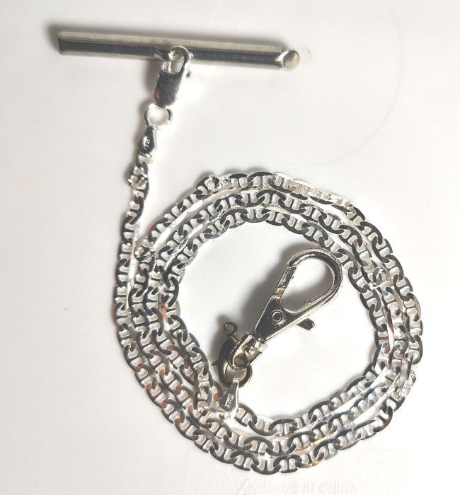 Solid 925 Sterling Silver Pocket Watch Chain 20 in – Toggle Clasp