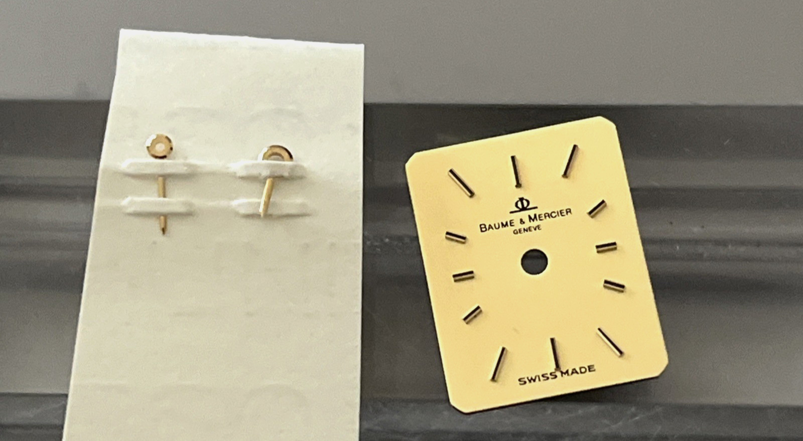 Baume Mercier Watch Dial Ref 1145 Gold Champagne Rectangle Stick 12.5 x 16 Hands