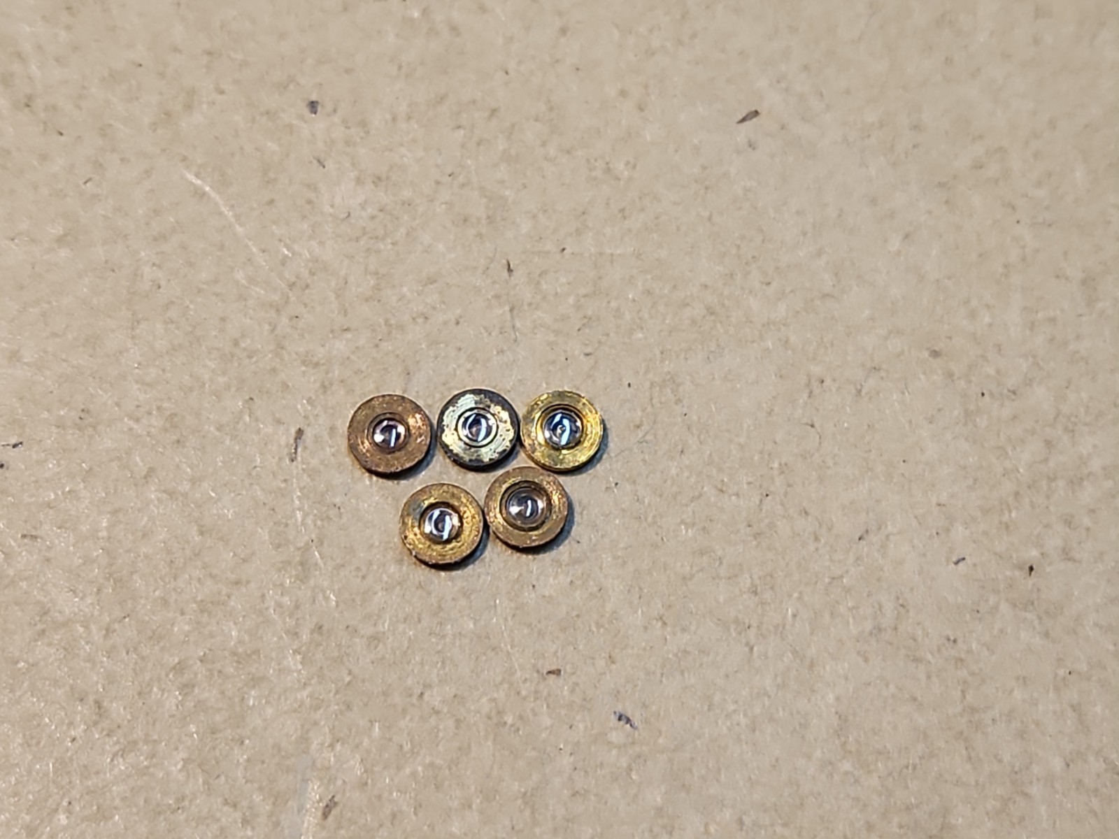 Lot Of 5 American Pocket Watch Hole Jewels 16s-18s Diameter 2.81mm To 2.83mm