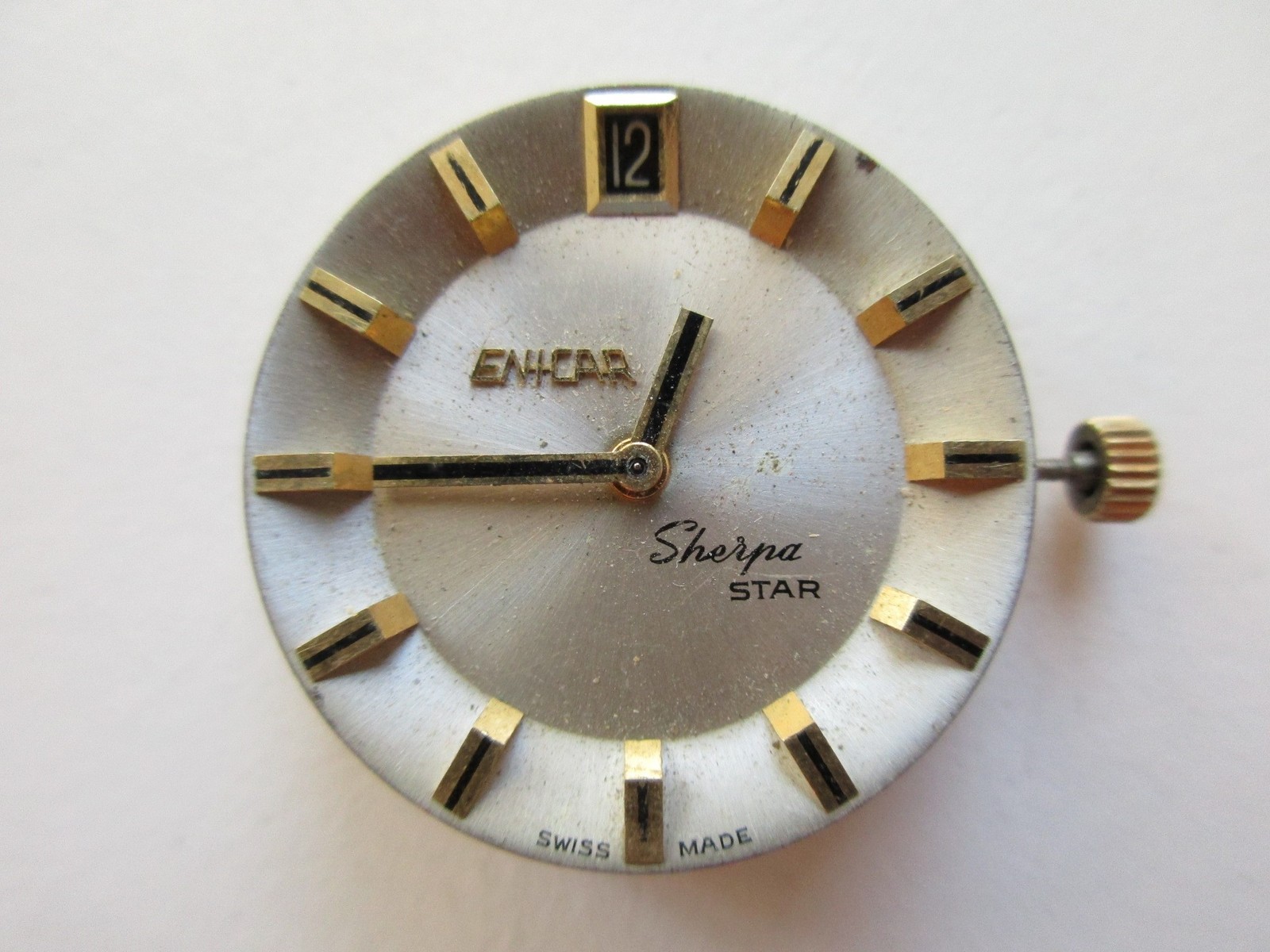 Enicar Sherpa AR cal. 1145 Swiss automatic watch movement dial & hands – running