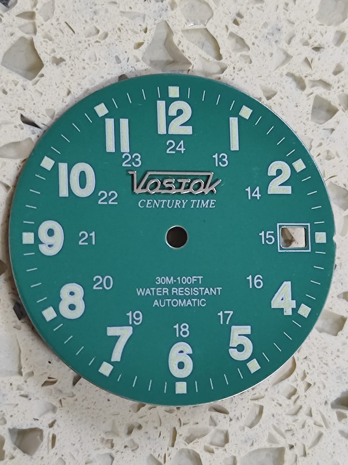 Vintage Vostok century time watch automatic part Green Dial 31.5mm NOS