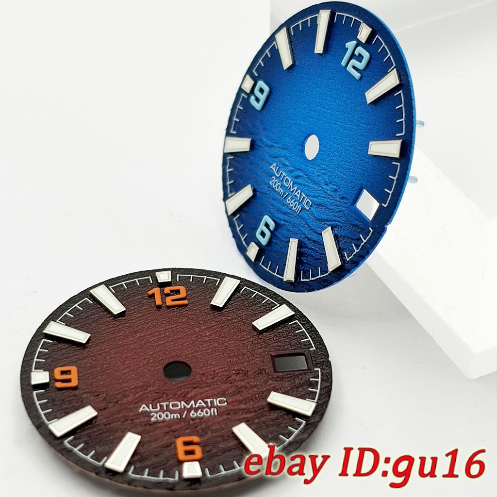 NH35 28.5mm Blue/Red Watch Dial Green Glowing Watch Accessories