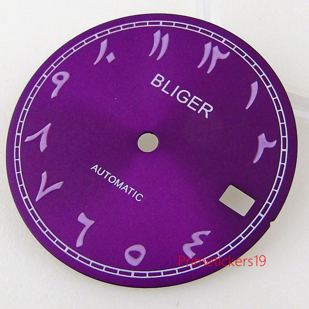 Bliger 29mm Purple/Pink/Blue/Green/Black Watch Dial Green Lume Fit NH35A NH36A