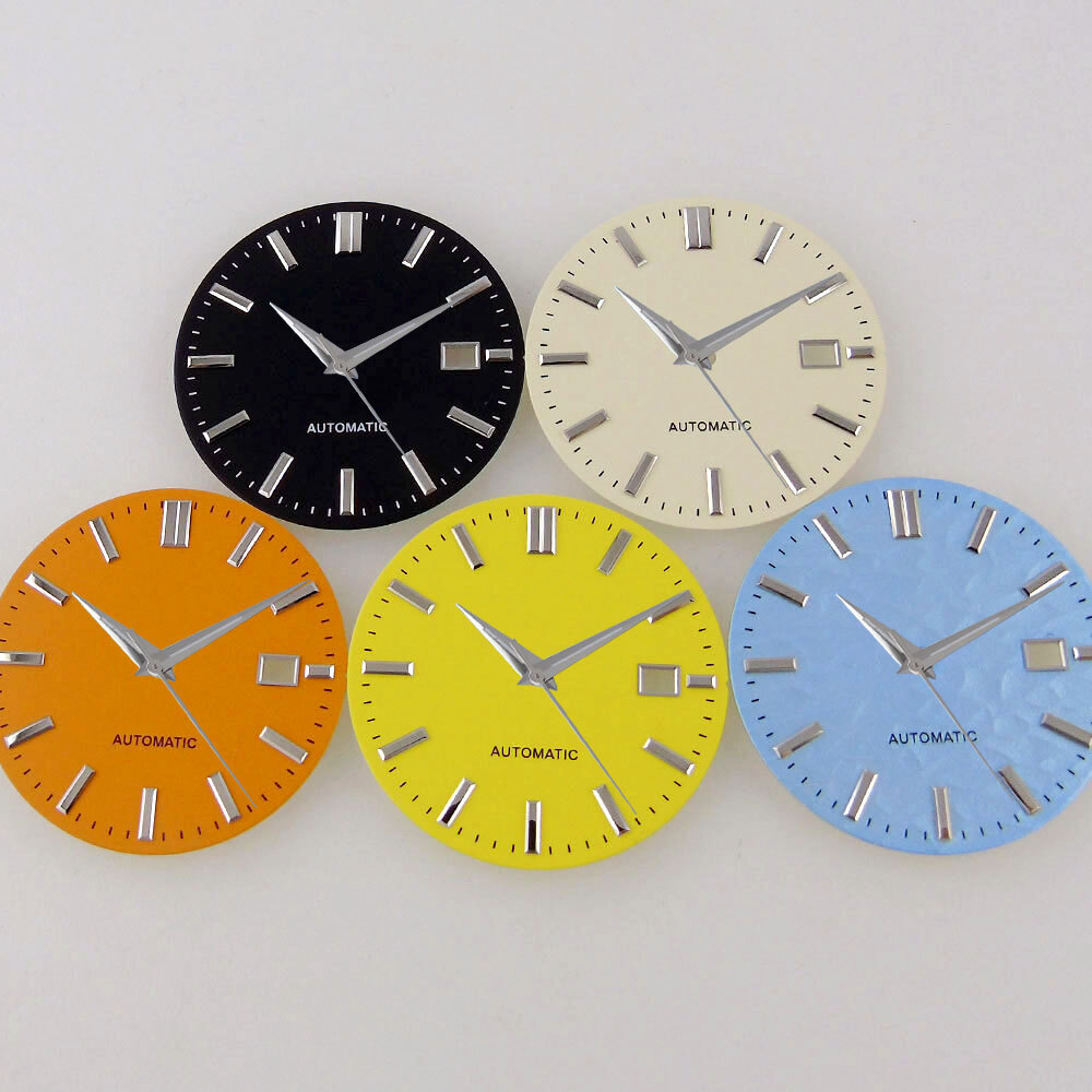 33.5mm Black Yellow Orange Dial Fit Vintage Pilot NH35 NH36 Movement Watch