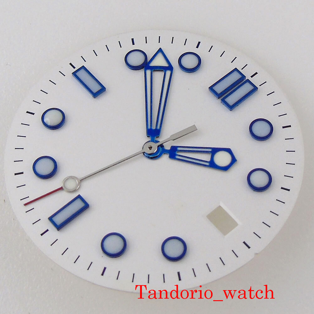 Fit NH35 NH36 31MM Sterile Watch Dial Face Green Luminous Mark With Date Display
