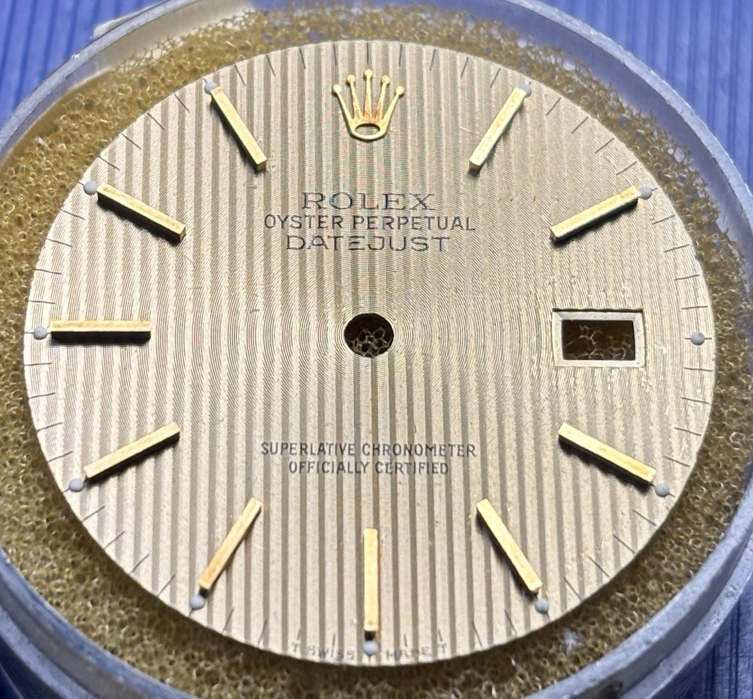 Rolex Datejust Gold Tapestry Dial Gold Baton Hour Markers