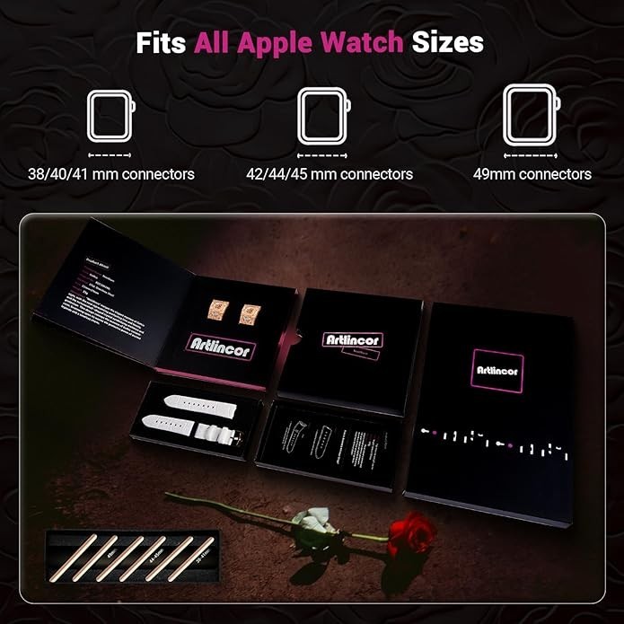 Artlincor Apple Watch Metal Leather Band Rose Gold/Pink