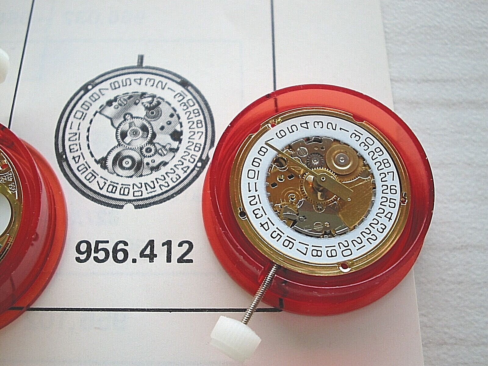 ETA 956.412; rare, new original watch movement with date & 2nd hand. Swiss Made.