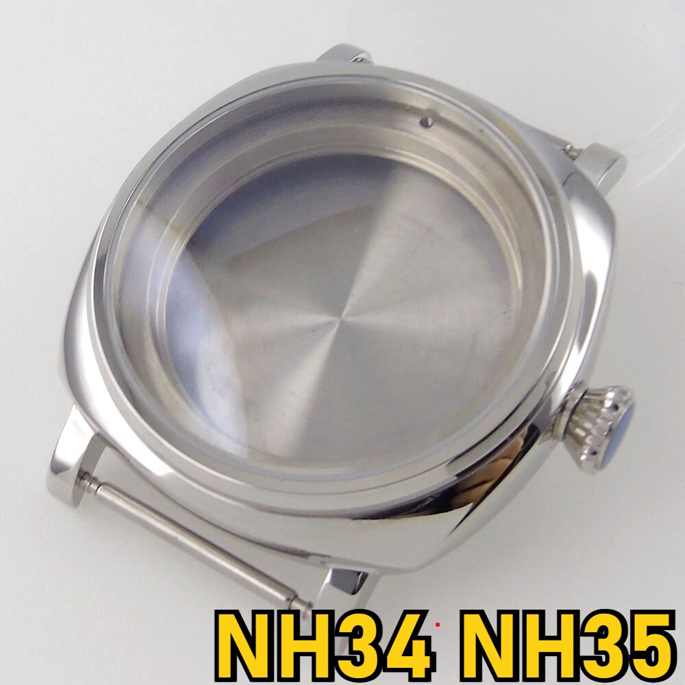 AR 42MM Sapphire Crystal Watch Polished Case For NH34 NH35 NH36 200M Waterproof